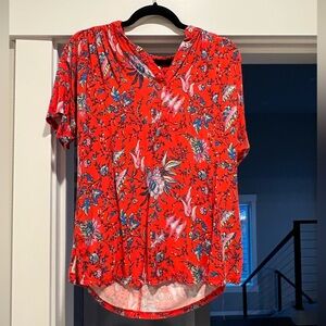 Maeve Red Floral Textured Blouse